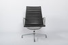 Eames Aluminium Group Lounge Chair black leather face on image.